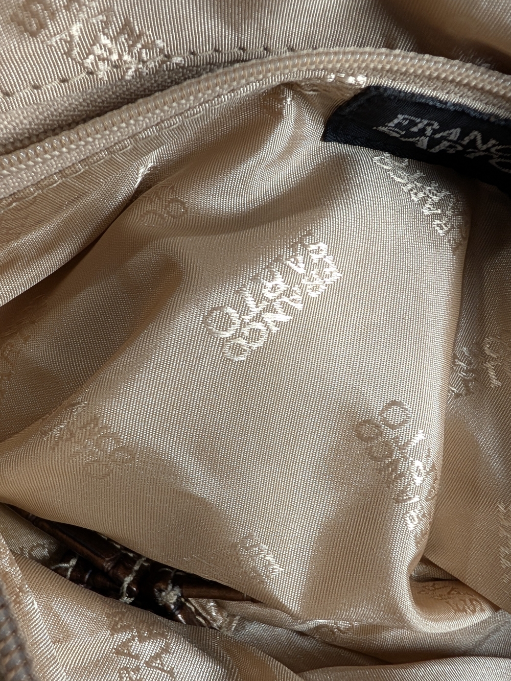 Franco Sarto Beige Suede Shoulder Bag Brown Faux Fur Croc Emboss Strap & Bottom - Picture 9 of 10